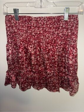 Women's Aqua Smocked Floral Mini Skirt